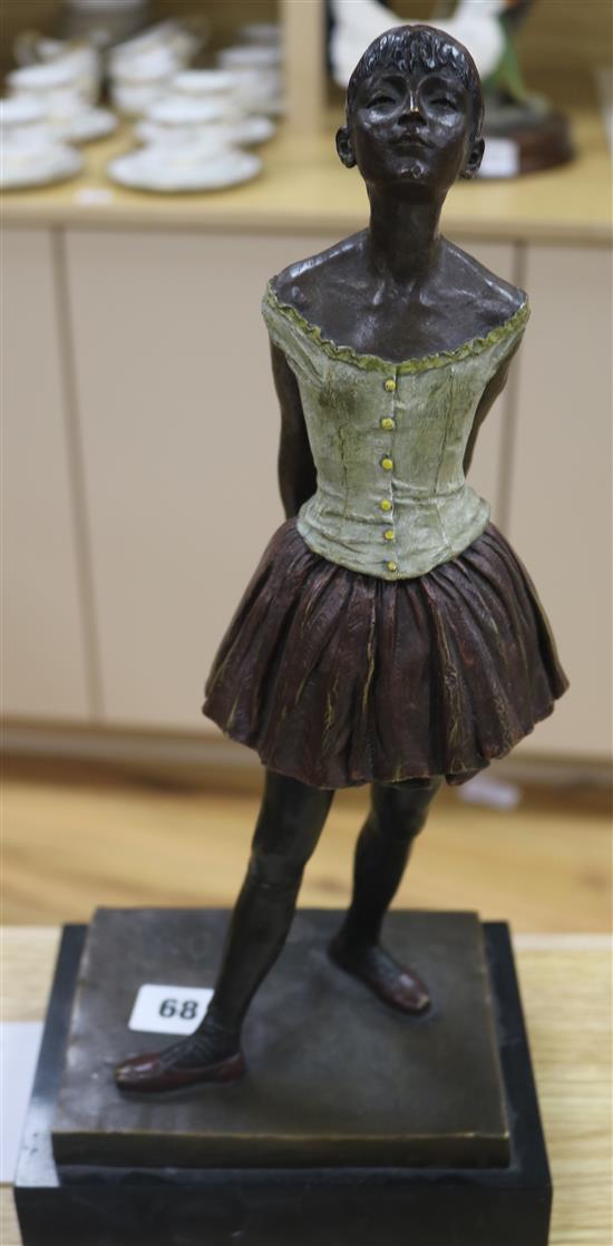 After Degas. A cold painted bronze of a ballerina